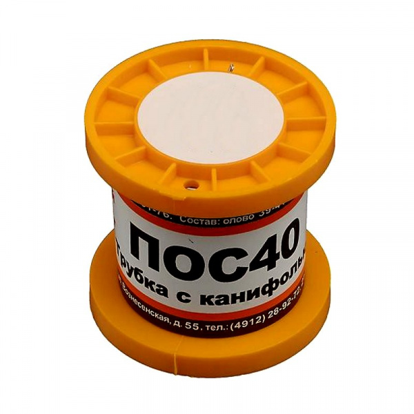Припой ПОС-40 трубка 1.0 катушка 100гр ЗПМП внешний вид корпуса 