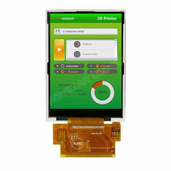 WF28ETLAJDNN0# Winstar Display внешний вид корпуса TFT 50.0x69.2x2.3mm